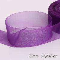 ราคา ริบบิ้นผ้าชีฟองโปร่งขนาดกว้าง38มม เย็บปักสำหรับห่อของขวัญ DIY ริบบิ้นลูกไม้ตกแต่งงานแต่งงาน50หลา ล็อต (12253494968)