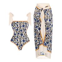 ราคา Women Vintage Colorblock Abstract Floral Print 1 Piece Swimwear 1 Piece Cover UP Two Piece Vintage Print Swimsuit Cargo Shorts (18636106998)