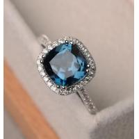 ราคา แหวนเงินแท้ 925 พลอยโทพาส Topaz น้ำหนัก 2 97 กะรัต สีลอนดอนบลู สวยไฟดีมากค่ะ (16857036210)