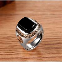 ราคา Hir S925เงินสเตอร์ลิงฝังแหวนนิลสีดำแฟชั่นผู้ชายใหม่แหวนเดียวปรับขนาด Retro Obsidian แหวนยาว Timeless สี (16169604587)