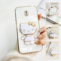 ราคา เคสสำหรับ Samsung Galaxy J7 Pro J7ไพรม์ J7 2017 J730 SamsungJ7Pro ซัมซุง J7prime คิตตี้เคสกระจกพับเป็นขาตั้งชุบเคสโทรศัพท์ชุบหรูหราชุบเคสโทรศัพท์นิ่ม (17036137944)