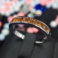 ราคา แหวนแถว แหวนซิทริน แหวนเงินแท้ ชุบทองคำขาว พลอยซิทรินแท้ สีส้ม YTG 8161 (17360102466)
