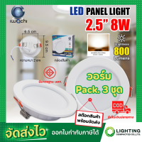 ราคา โคมไฟดาวน์ไลท์แอลอีดี โคมฝังฝ้า ทรงกลม ดาวไลท์ ไฟเพดาน ดาวไลท์แอลอีดี โคมเพดาน LED Downlight Slim โคมฝังฝ้า 2 5 นิ้ว 8 วัตต์ แสงวอร์ม 3 ชุด (17546106359)