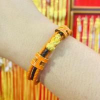 ราคา สร้อยข้อมือ ข้อมือปี่เซียะ หนังถัก น้ำหนักทอง 0 3 กรัม ทองคำแท้ 99 9 (14161025987)