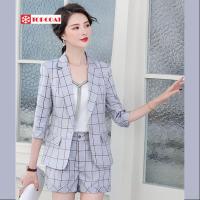 ราคา ชุดสูทผู้หญิง ชุดสูทกางเกงผู้หญิง สูทลายสก็อต สูทลายสก็อตสีฟ้า สูทสก็อตสีครีม สูทสก็อตสีขาว (20611196518)