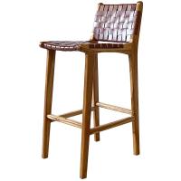 ราคา Spot parcel post Solid Wood High Chair Rattan Leisure B B Bar Stool Coffee Shop Home Dining Chair Stool Saddle Leather Nordic (20552228923)
