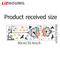 ราคา LIZHOUMIL กรงนกเหล็กดอกไม้สติกเกอร์ติดผนังผนังรูปลอกแต่งบ้านวอลเปเปอร์ห้องนอนระเบียงห้องนั่งเล่น (20615572610)