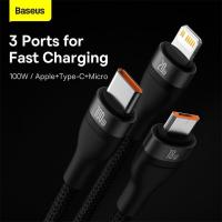 ราคา Baseus สาย USB 3 In 2สำหรับ IP 14 13 12 Pro 11 XR สายชาร์จแบตเตอรี่100W ไมโคร USB ชนิด C สายเคเบิลสำหรับ Macbook Pro Samsung Xiaomi (19221322099)