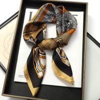 ราคา 2023 Luxury Silk Skinny Scarf Bag Handle Ribbon Ladies little cat Print Headband Small Hair Scarves Band Female handkerchief (20500713076)
