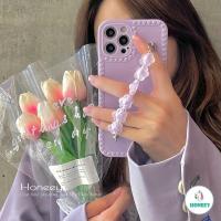 ราคา Purple Floral Bracelet Strap Phone Case Compatible for IPhone 12 11 Pro Max XR Xs Max 8 7 Plus Matte Shockproof Soft TPU Back Cover (19046858684)