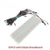 ราคา MB 102 830 Hole Red Blue Line Breadboard with 65PCS DuPont Line Kit and 750 Hole Experimental White Breadboard Including UU01R 65 Bread Lines (21116749515)