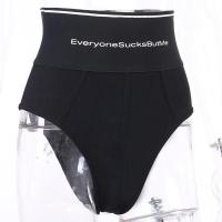 ราคา fgjre335 ขายดีที่สุด กางเกงขายาวเอวสูงสำหรับผู้หญิงซี่โครงถักสีดำพิมพ์ลายตัวอักษรกางเกงชั้นในชุดชั้นในกางเกงขาสั้นบูทตี้ชุดชั้นในเซ็กซี่ (18758401275)