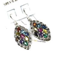 ราคา ต่างหูนพเก้า ทรงมาคี ต่างหูเงินแท้ รมดำ พลอยหลากสี CZ แต่ง แมกกาไซต์ YTG 11170 (7633631479)