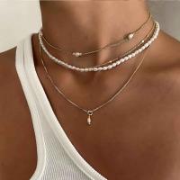 ราคา Pearl Elegant Vintage Multilayer Snake Chain Chokers Necklaces For Women Gold Color Bead Necklace Fashion Wedding Jewelry Gift (20505724825)