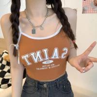 ราคา เสื้อครอปสายเดี่ยว เสื้อครอปเเขนกุดเเฟชั่น เสื้อครอปสไตล์เกาหลีวินเทจสำหรับผู้หญิงไซซ์มินิ (19496390859)