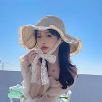 ราคา basevv หมวกสานในลูกไม้ หมวกฟางกลวง ครีมกันแดด หมวกกันแดดขอบลูกไม้ หมวกกันแดด (19764360934)