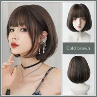 ราคา AS สีดำสั้นตรงวิกผมสังเคราะห์ตรงบ๊อบวิกผมสำหรับผู้หญิงทุกวันปาร์ตี้คอสเพลย์ทนความร้อนปลอมผม (19922324713)