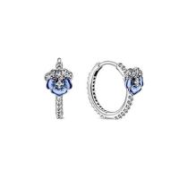 ราคา 2023 New 925 Sterling Silver Rose Red Stone Bule Flower Earrings Pendant Charms Beads Fit Original Pandora Bracelet Jewelry Clip (20570092641)