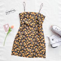 ราคา เดรสสายเดี่ยว สายสปาเกตตี้ สายปรับได้สั้น ยาว ลายดอกกุหลาบสีเหลือง ซิปข้าง สวยมากห้ามพลาด (17377093131)