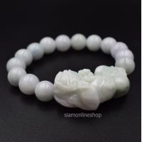 ราคา ่่JADE หยกพม่าแท้ โทนสีขาว ขนาด 12 มม ประดับปี่เซียะหยกแท้ by siamonlineshop (337256977)