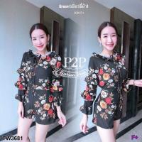 ราคา TW3681 จั้มสูทลายดอก แขนระบาย 3 ชั้น (2354542081)