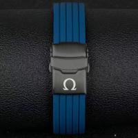 ราคา Gull Eggplant Silicone Watch Strap Original Omega New and Old Seamaster 300 Speedmaster Butterfly Rubber Mechanical Watch Strap (20264833949)