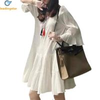 ราคา LeadingStar ชุดเดรสชีฟองชุดเดรสคลุมท้องแฟชั่นยาวปานกลางชุดเดรสคลุมท้องแขนสั้น (18520401201)