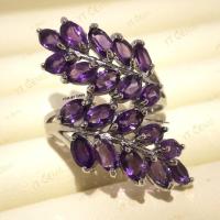 ราคา แหวนอเมทิสต์ แหวนใบมะกอก แหวนเงินแท้ ชุบทองคำขาว พลอยอเมทิสต์แท้ YTG 11423 (10718926094)