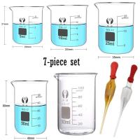 ราคา 5ml 100ml 150ml 200ml 250ml 300ml 400ml 500ml Borosilicate Glass Low Form Beaker with Glass Dropper Chemistry Lab Heavy Wall (19793834265)