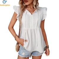 ราคา LeadingStar สีขาวเสื้อเชิ้ตแต่งระบายฤดูร้อนแฟชั่นผู้หญิงจัดส่งรวดเร็ว cod (18520276445)
