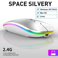 ราคา RGB 2 4G Wireless Mouse Bluetooth Mouse Gamer Rechargeable Computer Mouse Wireless USB Ergonomic Mause Silent Mice For Laptop PC (13112203431)
