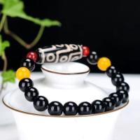 ราคา Natural Tibetan authentic agate three nine eyed Dzi beads bracelet chalcedony Dzi beads bracelet raw stone carved transfer beads (21034333785)