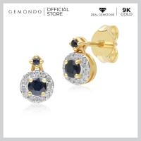 ราคา Gemondo ต่างหูทองคำ 9K ประดับไพลิน Blue Sapphire ล้อมเพชร สไตล์คลาสสิกทรงกลม ดีไซน์ระย้า ต่างหูพลอยแท้ ไพลินแท้ (20118749228)