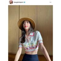 ราคา ท็อปครอปคอปก นุ้งเต้ยยย เนื้อไหมพรมคอปก แต่งกระดุม (19797546437)