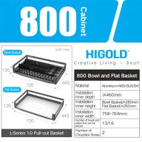 ราคา HIGOLD Cabinet Pull Out Basket Double Drawer With Dish Rack 304 Stainless Steel Kitchen Storage Seasoning Basket Dish Basket Premium Grey (18602778533)