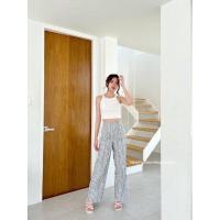 ราคา กางเกงขากระบอกเอวสูงผ้าลินินทอลายริ้วเก็บทรงสวยมากS XL (19467645913)