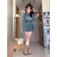 ราคา ชุดเดรสยีนส์ปาดไหล่สไตล์สาวแซ่บสุดๆสำหรับสาวอวบเดรสสั้นจับจีบเก็บเอวไซส์ใหญ่ดูแพงสำหรับฤดูใบไม้ร่วง (20487730662)