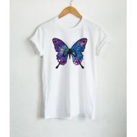 ราคา เสื้อยืดลาย ผีเสื้อ กาแล็กซี่ เสื้อยืดน่ารักๆ เสื้อยืดลายกราฟฟิก (3299228953)