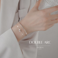 ราคา ESCOBAL พร้อมส่ง สร้อยข้อมือเงินแท้ Double Arc สร้อยข้อมือเงินแท้ฝังเพชร สร้อยข้อมือผู้หญิง สร้อยข้อมือเพชรรูปต้นไผ่ (20946731310)