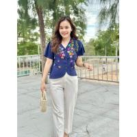 ราคา พร้อมส่ง เสื้อผ้าฝ้ายเยื่อไผ่ปักลายกระดุมหน้า เสื้อผ้าฝ้าย ผ้าฝ้ายเยื่อไผ่ เสื้อปักลาย (19667313859)