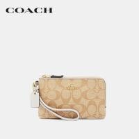 ราคา COACH กระเป๋าคล้องมือรุ่น Double Corner Zip Wristlet In Signature Canvas สีครีม 87591 IMDQC (20816140625)
