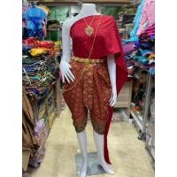 ราคา ชุดไทยผู้หญิง เซตโจงกระเบนผ้าพิมพ์ทองใส่คู่สไบเจ็ดการ์ด (20518553614)