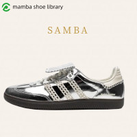 ราคา adidas SAMBA รองเท้าผ้าใบกันลื่นตัดต่ำสำหรับผู้ชายและผู้หญิงสีเงิน (20799888093)