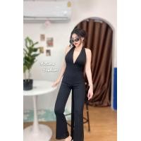 ราคา จั๊มสูทคล้องคอเปิดหลัง ขายาว ผ้าไอโคล่ มี3สี ดำแดงนู้ด (20245883667)