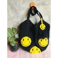 ราคา พร้อมส่ง กระเป๋าถักเชือกฟอกหน้ายิ้ม อ่านรายละเอียดสินค้าด้วยนะคะ (20654050606)