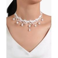 ราคา สร้อยคอ โชคเกอร์ สร้อยคอวินเทจ สร้อยคอลูกไม้ สีขาว Faux Pearl Pendant Necklace Round Ball Charm Choker ส่งจากไทย (16207809532)