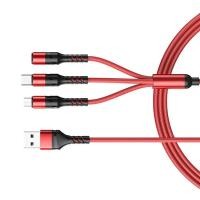 ราคา สายชาร์จเชือกไนลอน 3หัว รุ่น RC 186th สำหรับ Micro iph Type C อุปกรณ์ชาร์จมือถือ 3in1 (20691728493)