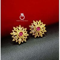 ราคา ต่างหูพลอย 0518 ประดับพลอยสวย งานพลอย ใส่ออกงาน ทองไมครอน ทองสวย (21109154878)