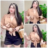 ราคา ตั้มตั้มเสื้อสาวอวบ เสื้อเชิ้ตผูกโบว์จั้มเอว อก 38 44 หน้าผ้า46 ความยาว 20นิ้ว สินค้ามีพร้อมส่งจัดส่งไวมาก นางแบบอก44 ครอปมัดอก (17127835628)
