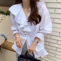 ราคา ZARA เสื้อคอวี แต่งปกระบายไล่เลเยอร์ ปลายแขนจั๊มนิดๆ สวยดูแพง (20202638250)